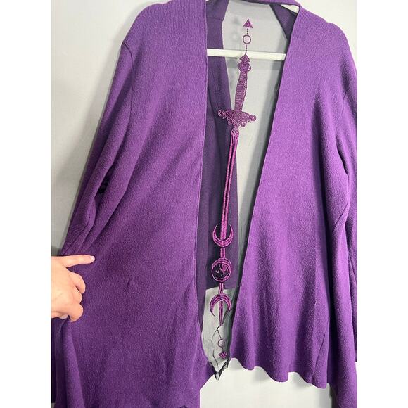 Midnight Hour Moon Sword Embroidered Purple Cardigan Sz XXL Whimsy Goth Fairy - Picture 13 of 13